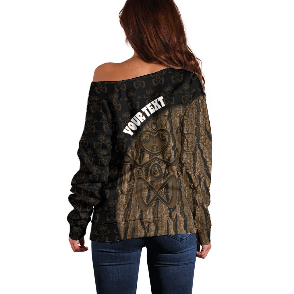 Moriori Kekoru New Zealand Personalised Off Shoulder Sweater Kopi Rakau Carving Chatham Islands Map