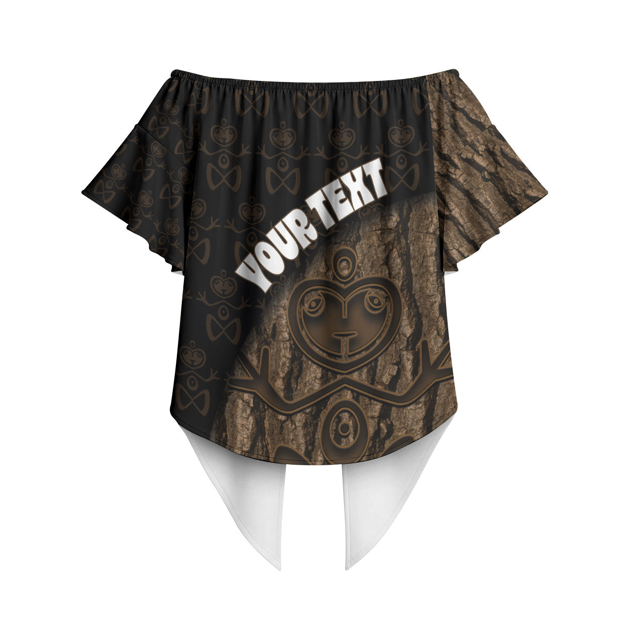 Moriori Kekoru New Zealand Personalised Off Shoulder Wrap Waist Top Kopi Rakau Carving Chatham Islands Map