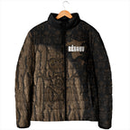 Moriori Kekoru New Zealand Personalised Padded Jacket Kopi Rakau Carving Chatham Islands Map