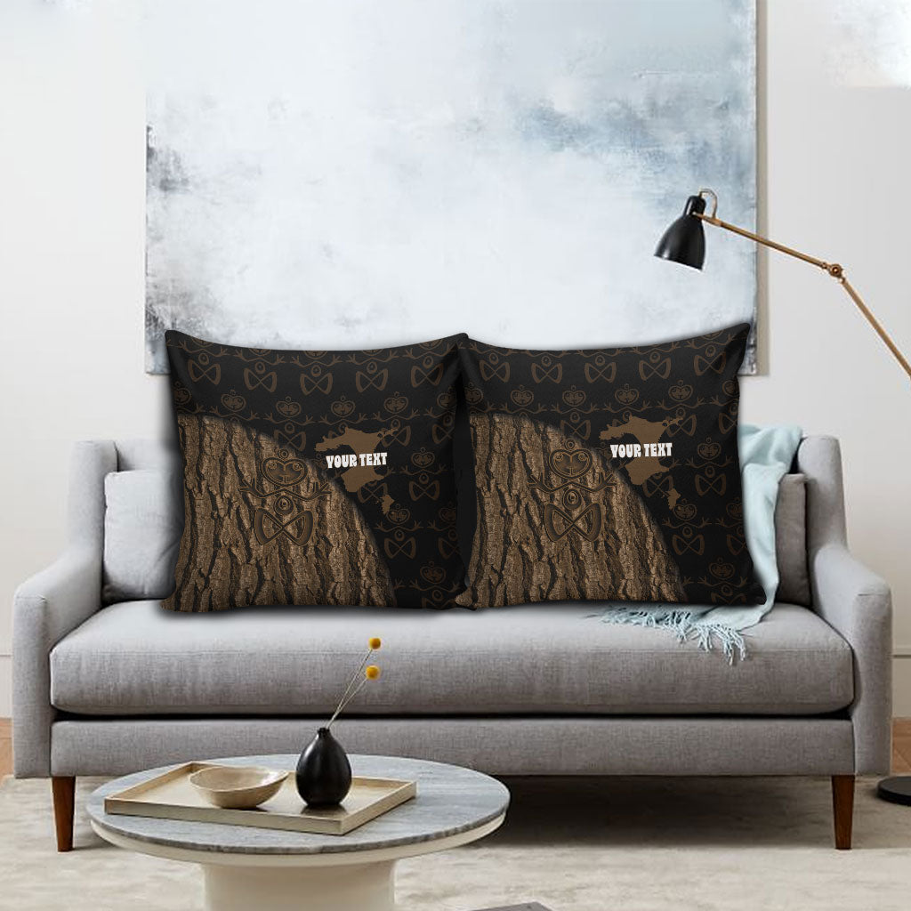 Moriori Kekoru New Zealand Personalised Pillow Cover Kopi Rakau Carving Chatham Islands Map