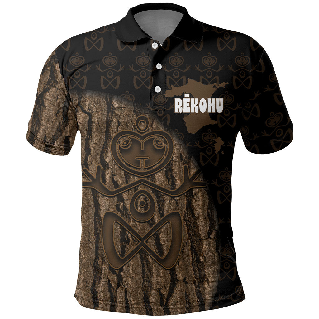 Moriori Kekoru New Zealand Personalised Polo Shirt Kopi Rakau Carving Chatham Islands Map