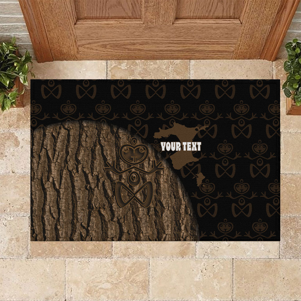 Moriori Kekoru New Zealand Personalised Rubber Doormat Kopi Rakau Carving Chatham Islands Map