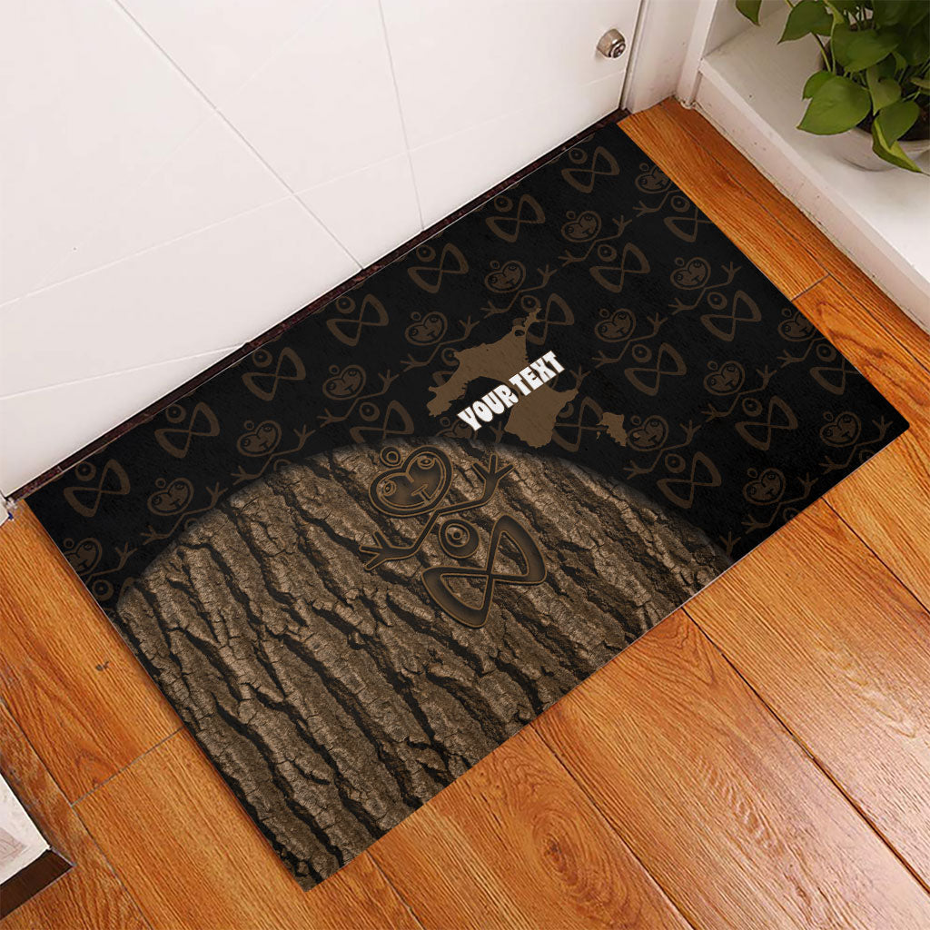 Moriori Kekoru New Zealand Personalised Rubber Doormat Kopi Rakau Carving Chatham Islands Map