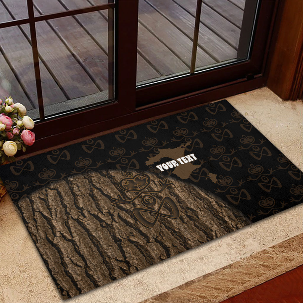 Moriori Kekoru New Zealand Personalised Rubber Doormat Kopi Rakau Carving Chatham Islands Map