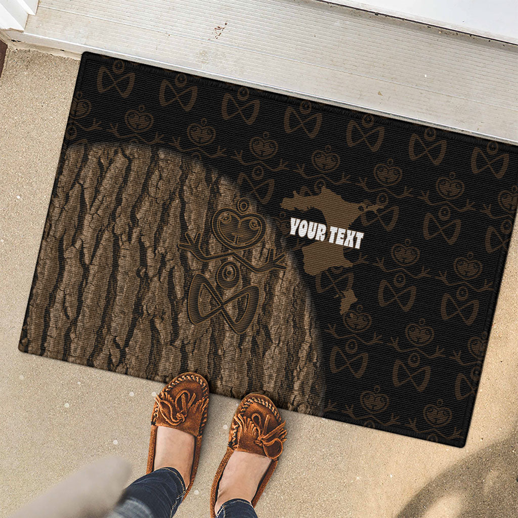 Moriori Kekoru New Zealand Personalised Rubber Doormat Kopi Rakau Carving Chatham Islands Map