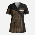 Moriori Kekoru New Zealand Personalised Scrub Top Kopi Rakau Carving Chatham Islands Map
