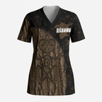 Moriori Kekoru New Zealand Personalised Scrub Top Kopi Rakau Carving Chatham Islands Map
