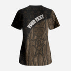 Moriori Kekoru New Zealand Personalised Scrub Top Kopi Rakau Carving Chatham Islands Map