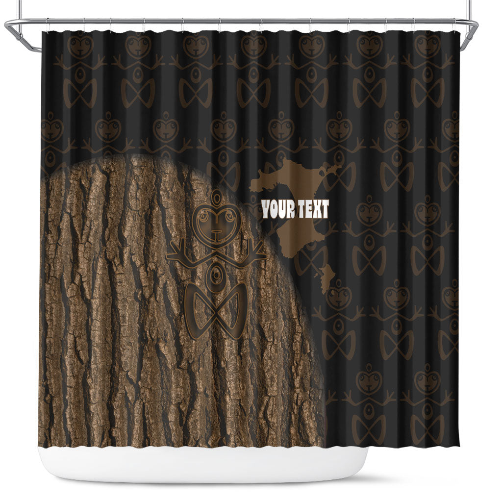 Moriori Kekoru New Zealand Personalised Shower Curtain Kopi Rakau Carving Chatham Islands Map