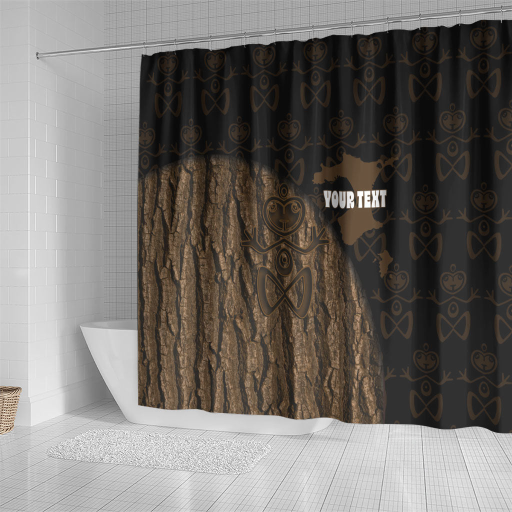 Moriori Kekoru New Zealand Personalised Shower Curtain Kopi Rakau Carving Chatham Islands Map
