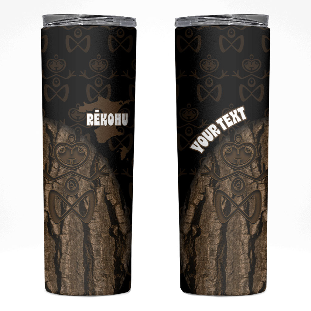 Moriori Kekoru New Zealand Personalised Skinny Tumbler Kopi Rakau Carving Chatham Islands Map