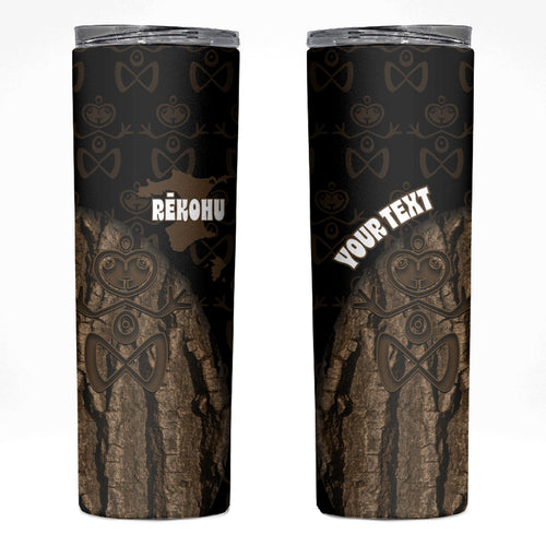 Moriori Kekoru New Zealand Personalised Skinny Tumbler Kopi Rakau Carving Chatham Islands Map