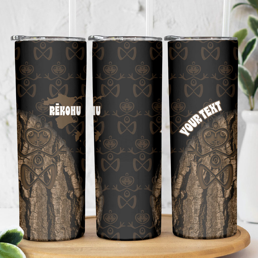 Moriori Kekoru New Zealand Personalised Skinny Tumbler Kopi Rakau Carving Chatham Islands Map