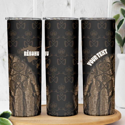 Moriori Kekoru New Zealand Personalised Skinny Tumbler Kopi Rakau Carving Chatham Islands Map