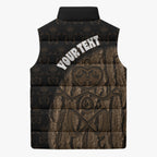 Moriori Kekoru New Zealand Personalised Sleeveless Puffer Jacket Kopi Rakau Carving Chatham Islands Map