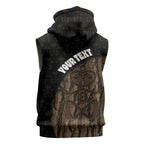 Moriori Kekoru New Zealand Personalised Sleeveless Zip Hoodie Kopi Rakau Carving Chatham Islands Map