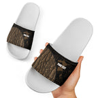 Moriori Kekoru New Zealand Personalised Slide Sandals Kopi Rakau Carving Chatham Islands Map