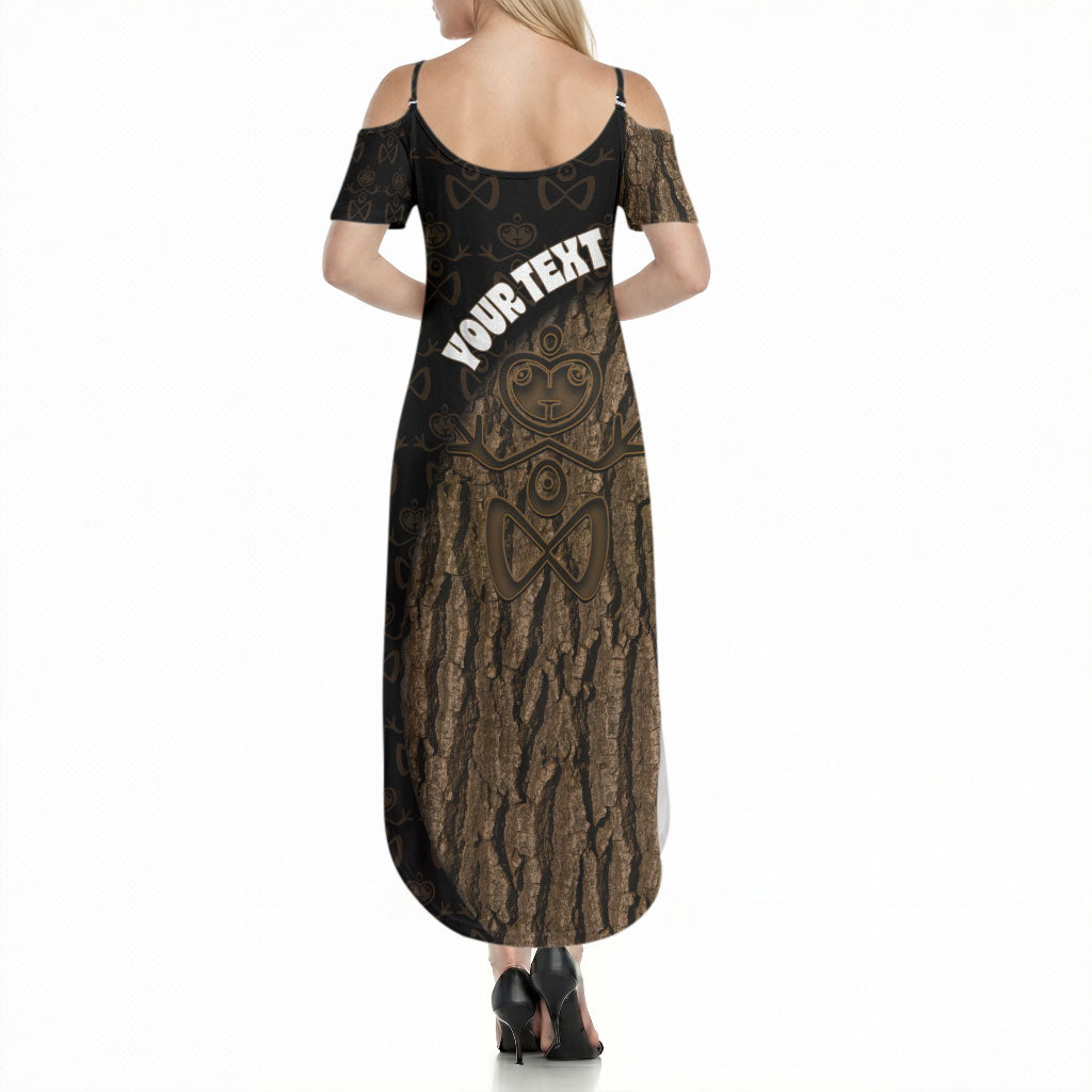 Moriori Kekoru New Zealand Personalised Summer Maxi Dress Kopi Rakau Carving Chatham Islands Map