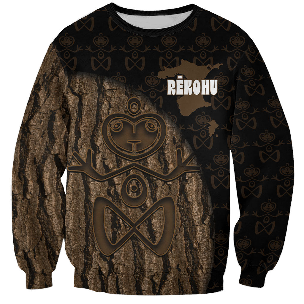 Moriori Kekoru New Zealand Personalised Sweatshirt Kopi Rakau Carving Chatham Islands Map