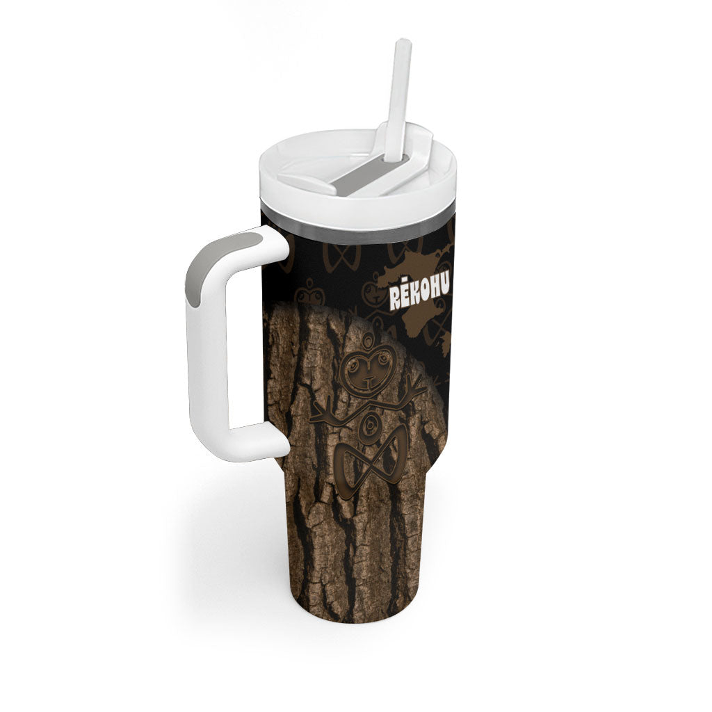 Moriori Kekoru New Zealand Personalised Tumbler With Handle Kopi Rakau Carving Chatham Islands Map