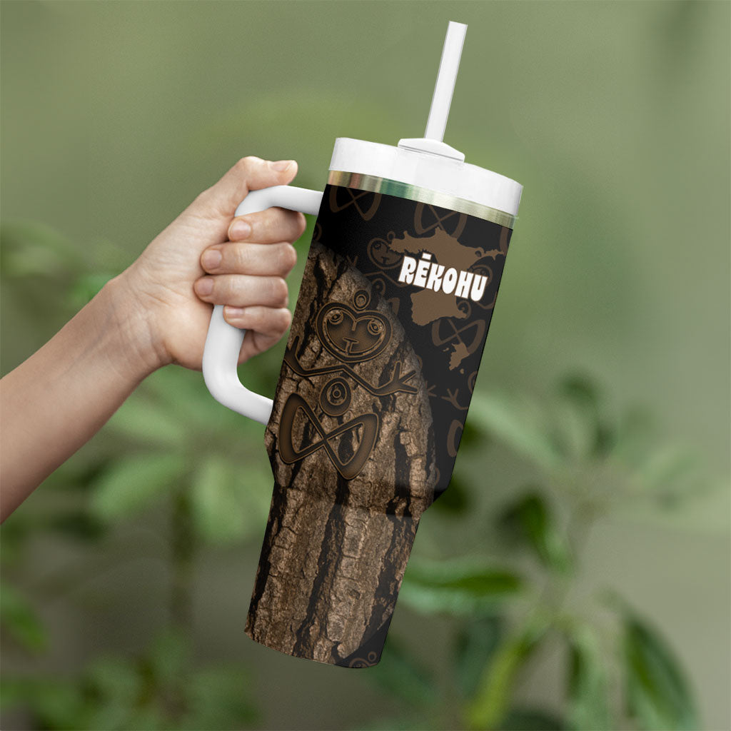 Moriori Kekoru New Zealand Personalised Tumbler With Handle Kopi Rakau Carving Chatham Islands Map