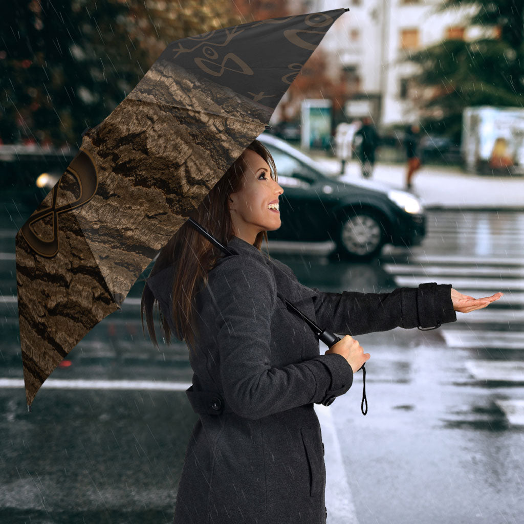 Moriori Kekoru New Zealand Personalised Umbrella Kopi Rakau Carving Chatham Islands Map