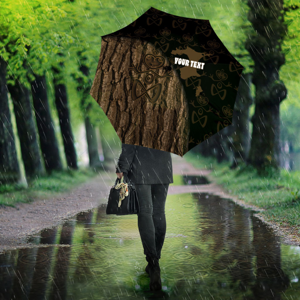 Moriori Kekoru New Zealand Personalised Umbrella Kopi Rakau Carving Chatham Islands Map