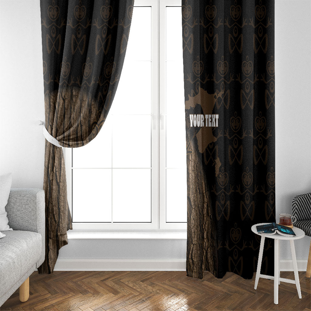 Moriori Kekoru New Zealand Personalised Window Curtain Kopi Rakau Carving Chatham Islands Map