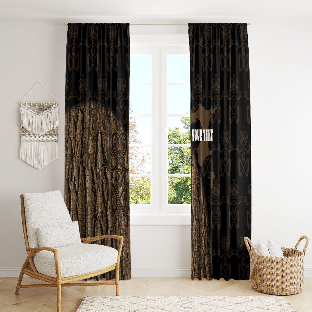 Moriori Kekoru New Zealand Personalised Window Curtain Kopi Rakau Carving Chatham Islands Map
