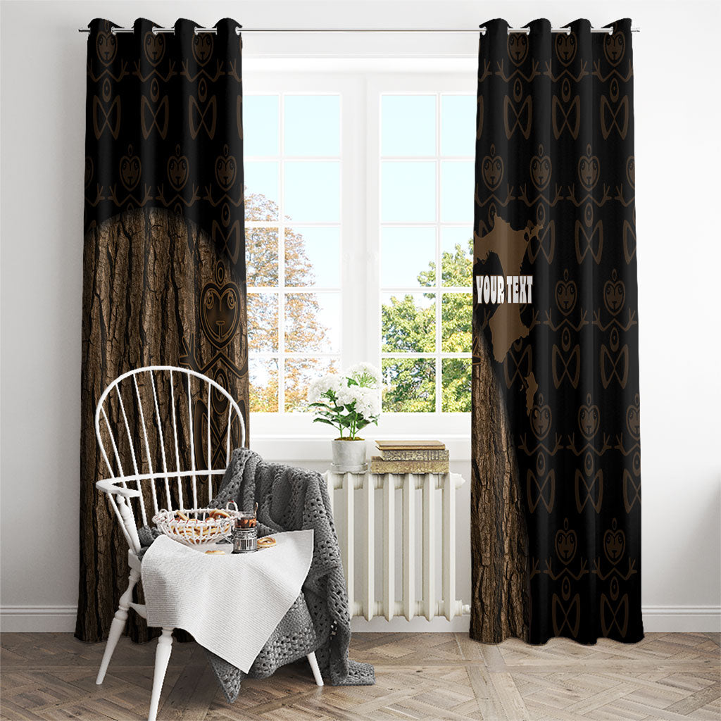 Moriori Kekoru New Zealand Personalised Window Curtain Kopi Rakau Carving Chatham Islands Map