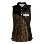 Moriori Kekoru New Zealand Personalised Women Sleeveless Polo Shirt Kopi Rakau Carving Chatham Islands Map