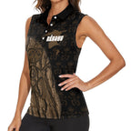 Moriori Kekoru New Zealand Personalised Women Sleeveless Polo Shirt Kopi Rakau Carving Chatham Islands Map