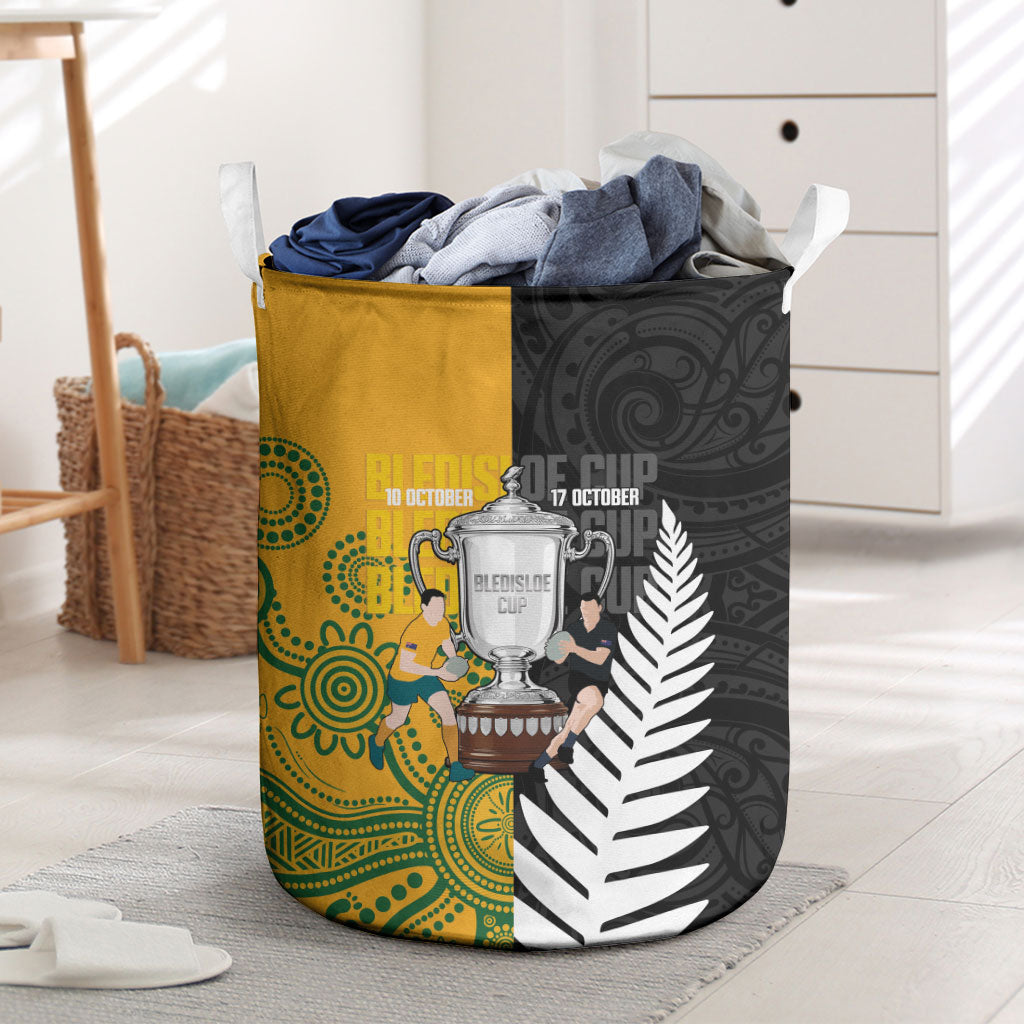 New Zealand Australia Rugby Bledisloe 2026 Laundry Basket Champion Trophy Maori Aboriginal Art