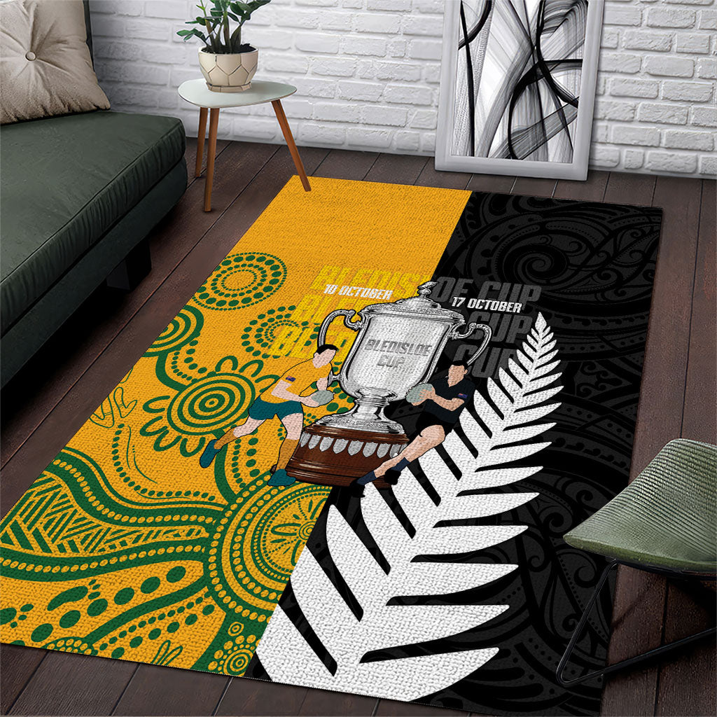 New Zealand Australia Rugby Bledisloe 2026 Area Rug Champion Trophy Maori Aboriginal Art
