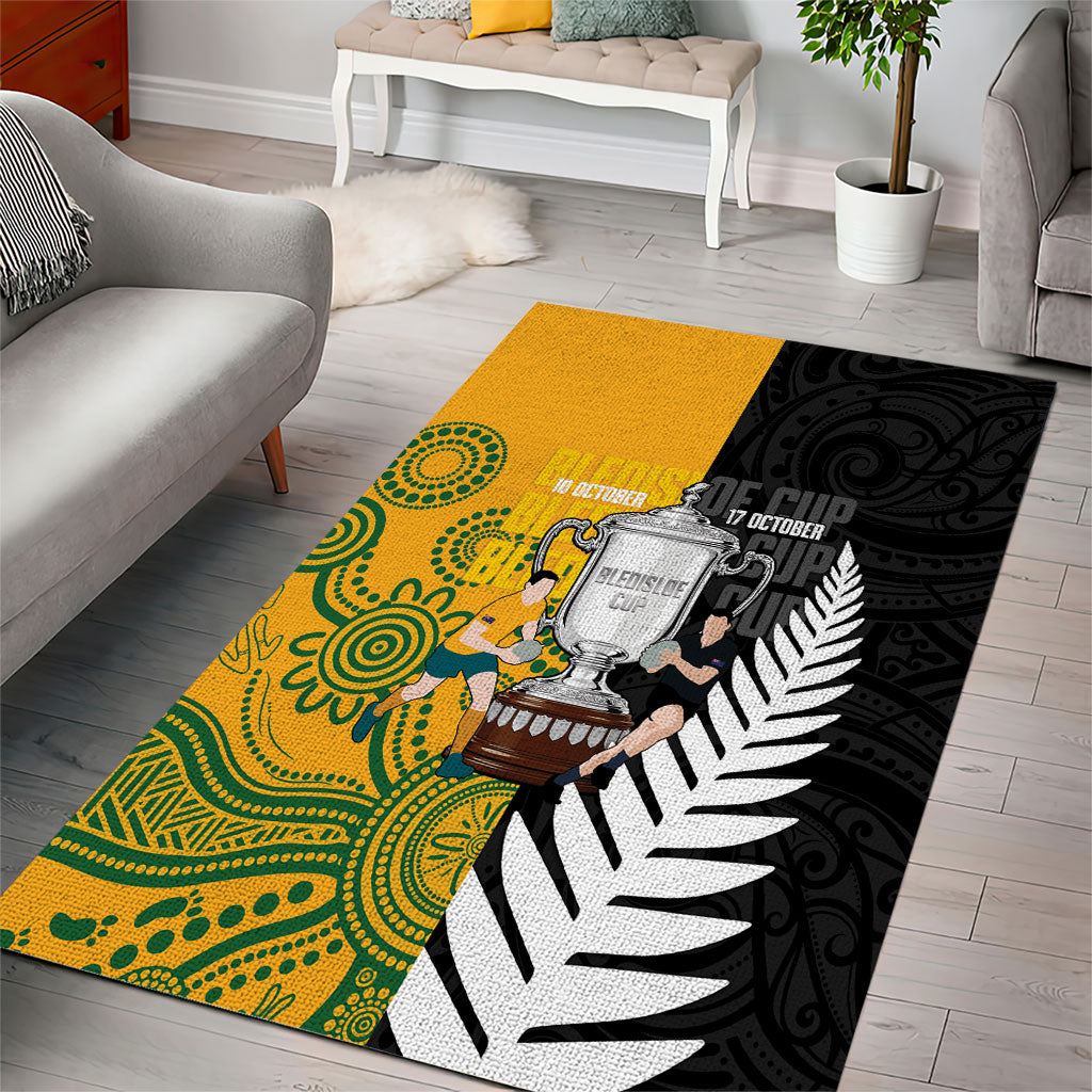New Zealand Australia Rugby Bledisloe 2026 Area Rug Champion Trophy Maori Aboriginal Art