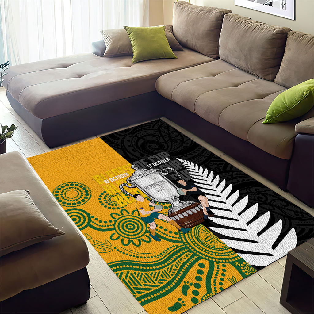 New Zealand Australia Rugby Bledisloe 2026 Area Rug Champion Trophy Maori Aboriginal Art
