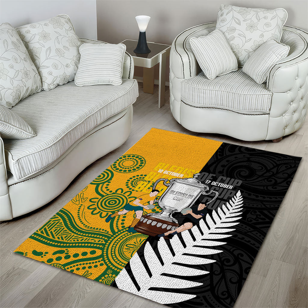 New Zealand Australia Rugby Bledisloe 2026 Area Rug Champion Trophy Maori Aboriginal Art