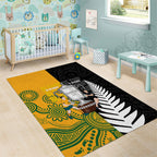New Zealand Australia Rugby Bledisloe 2026 Area Rug Champion Trophy Maori Aboriginal Art