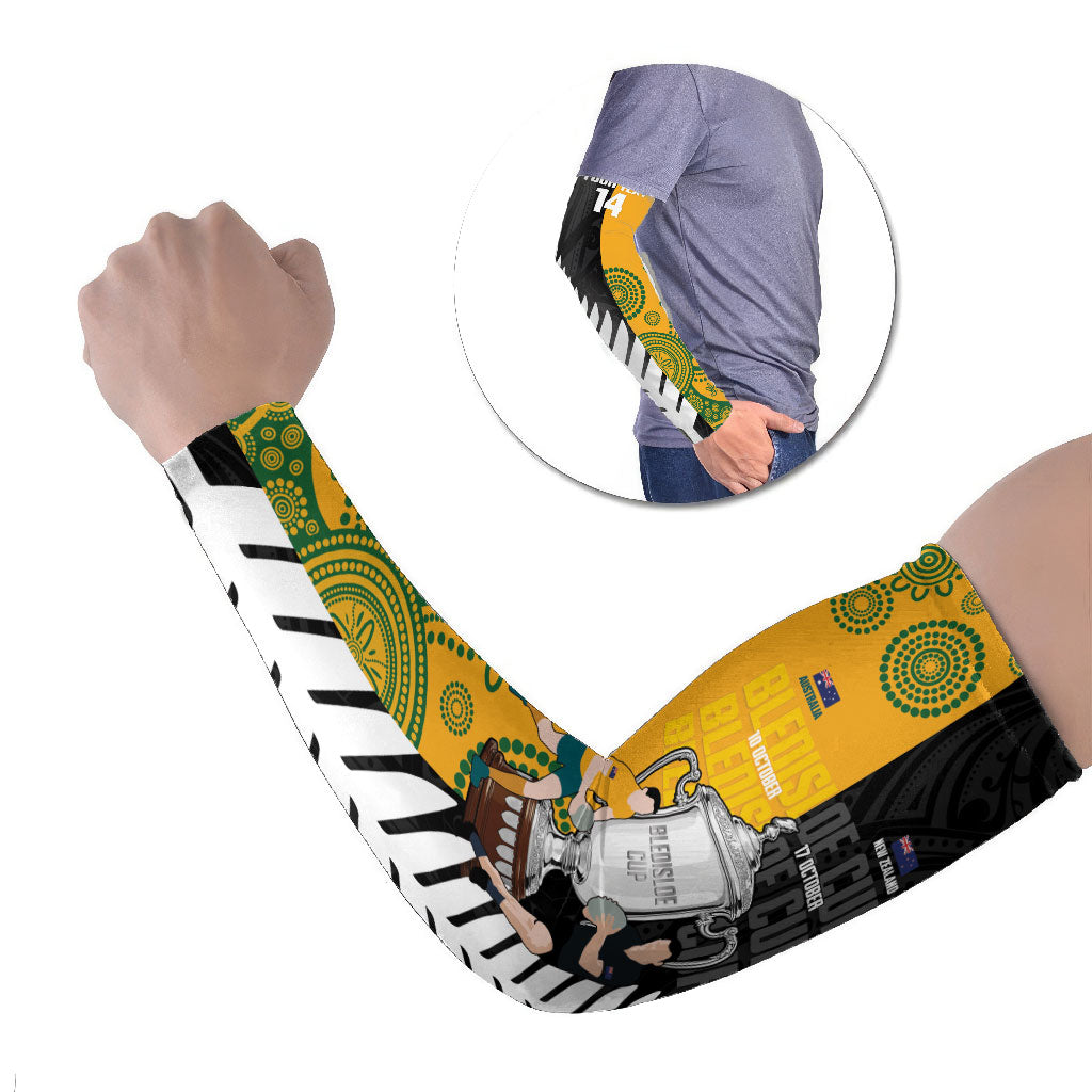 New Zealand Australia Rugby Bledisloe 2026 Custom Arm Sleeves Champion Trophy Maori Aboriginal Art