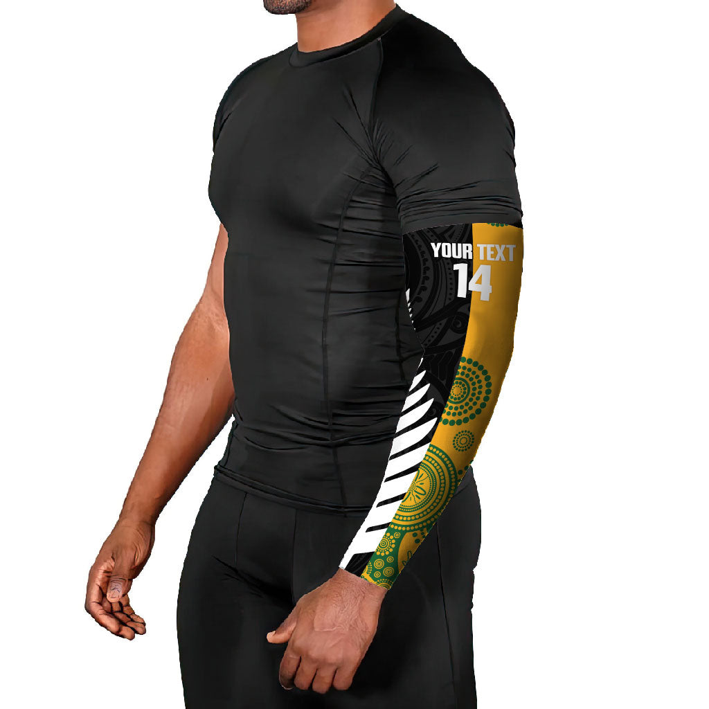 New Zealand Australia Rugby Bledisloe 2026 Custom Arm Sleeves Champion Trophy Maori Aboriginal Art