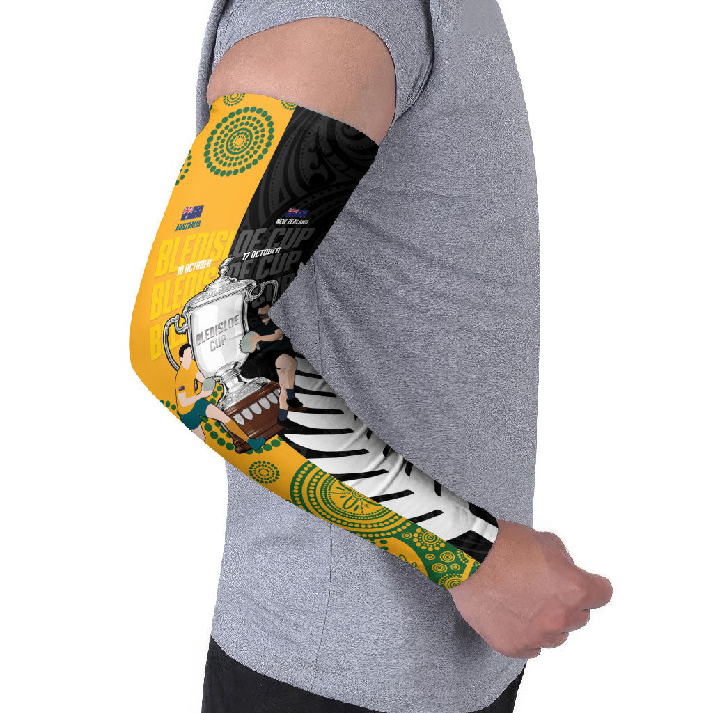 New Zealand Australia Rugby Bledisloe 2026 Custom Arm Sleeves Champion Trophy Maori Aboriginal Art