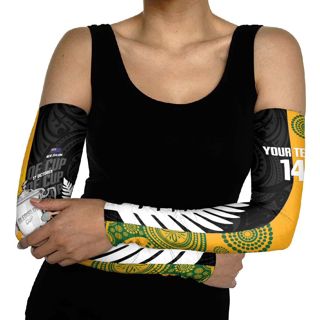 New Zealand Australia Rugby Bledisloe 2026 Custom Arm Sleeves Champion Trophy Maori Aboriginal Art