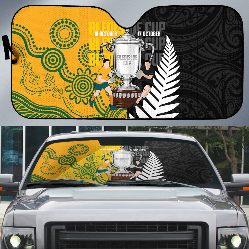 New Zealand Australia Rugby Bledisloe 2026 Auto Sun Shade Champion Trophy Maori Aboriginal Art