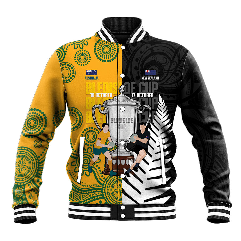 New Zealand Australia Rugby Bledisloe 2026 Custom Baseball Jacket Champion Trophy Maori Aboriginal Art