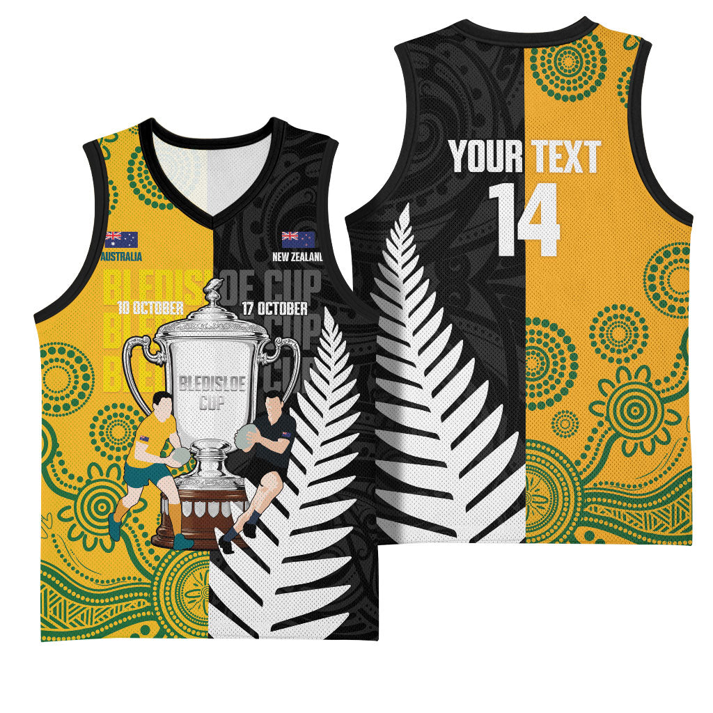 New Zealand Australia Rugby Bledisloe 2026 Custom Basketball Jersey Champion Trophy Maori Aboriginal Art