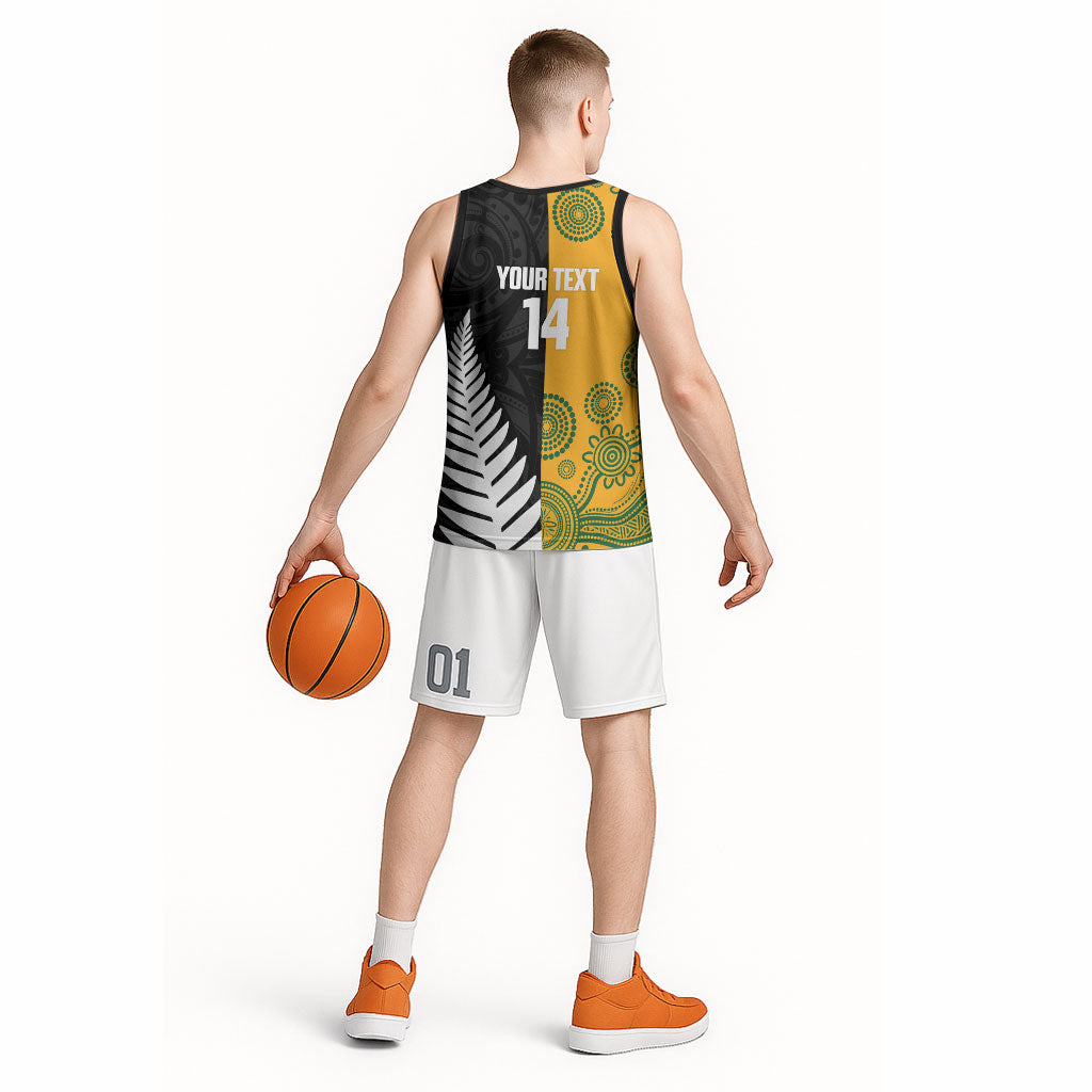 New Zealand Australia Rugby Bledisloe 2026 Custom Basketball Jersey Champion Trophy Maori Aboriginal Art