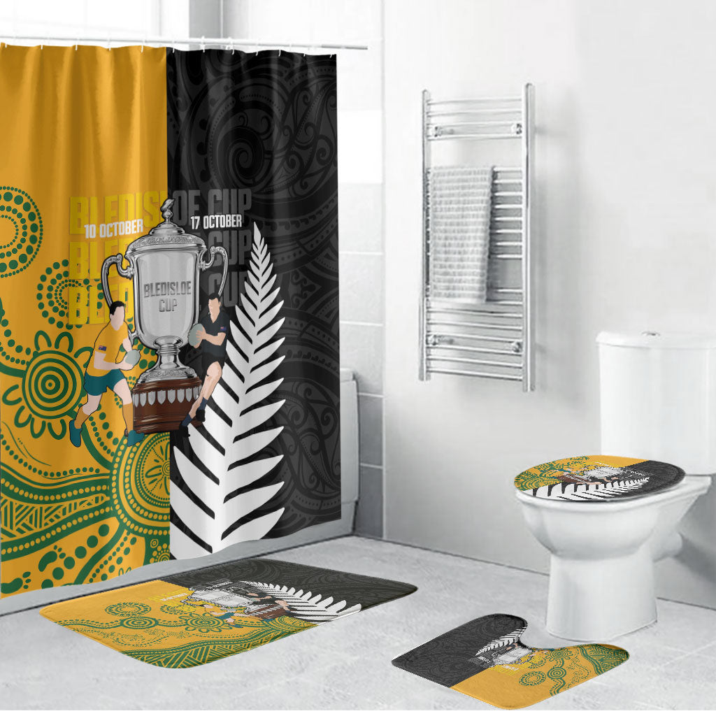 New Zealand Australia Rugby Bledisloe 2026 Bathroom Set Champion Trophy Maori Aboriginal Art