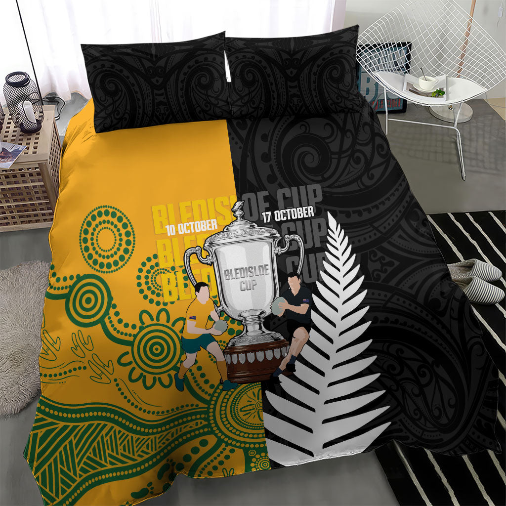 New Zealand Australia Rugby Bledisloe 2026 Bedding Set Champion Trophy Maori Aboriginal Art