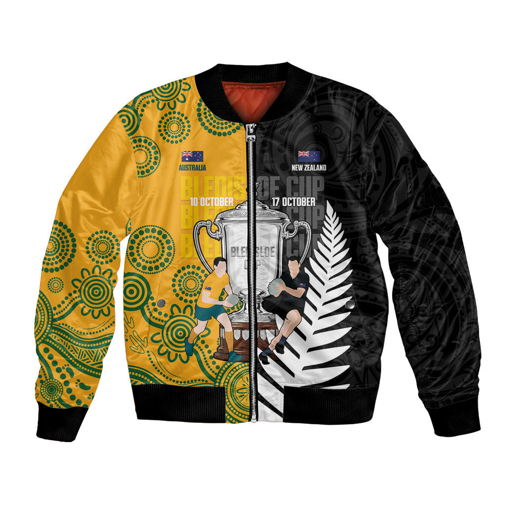 New Zealand Australia Rugby Bledisloe 2026 Custom Bomber Jacket Champion Trophy Maori Aboriginal Art