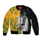 New Zealand Australia Rugby Bledisloe 2026 Custom Bomber Jacket Champion Trophy Maori Aboriginal Art